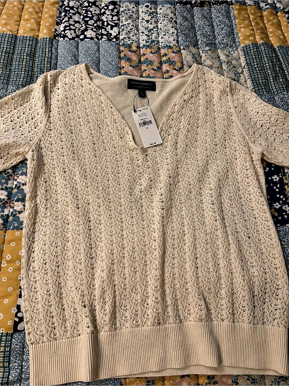 Banana Republic Organic Cotton Open-Knit Sweater Size Medium NWT